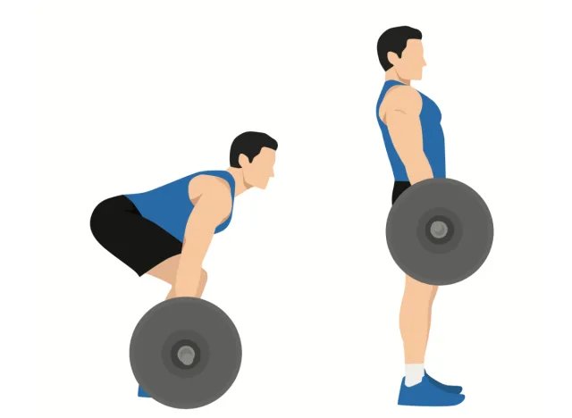 illustration of barbell deadlift, strength exercises concept for men