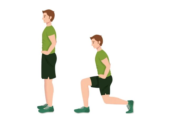 man doing forward lunge exercise, concept of strength exercises for men