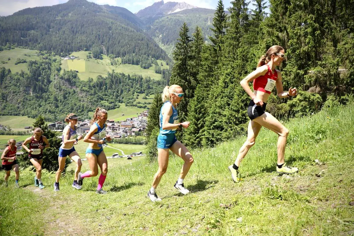 Andrea Mayr and other runners - World Mountain Running Championships 2023 Uphill race