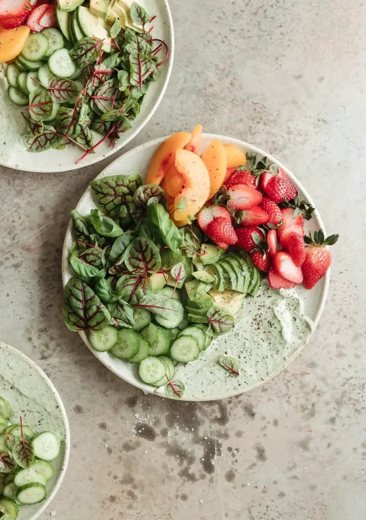 Green salad with fruit.