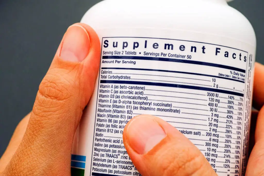 Multivitamin bottle or vitamin supplement