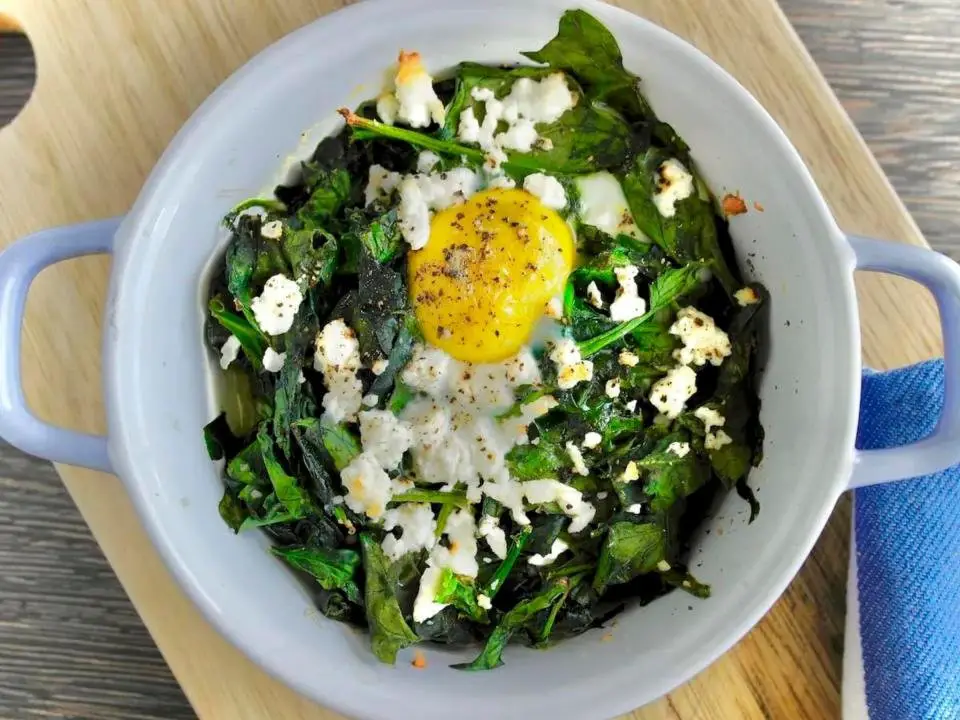 Baked spinach, feta and egg