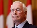 David Johnston, special rapporteur on foreign interference, gives a press conference on his findings and recommendations in Ottawa, May 23.