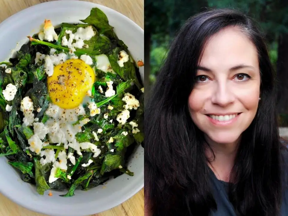 Elena Paravantes, Greek dietician, with her recipe for baked spinach, feta and eggs