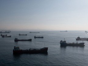 Ships anchored off the coast of Istanbul